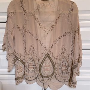 Beaded chiffon throw over